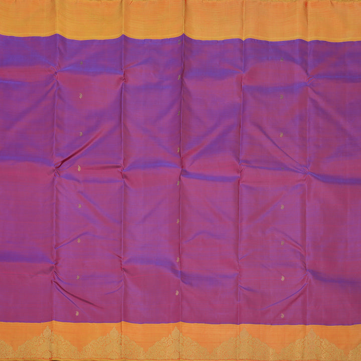 Hayagrivas Handloom Purple Kanjivaram Silk Saree with Golden Orange border BE565-SBS