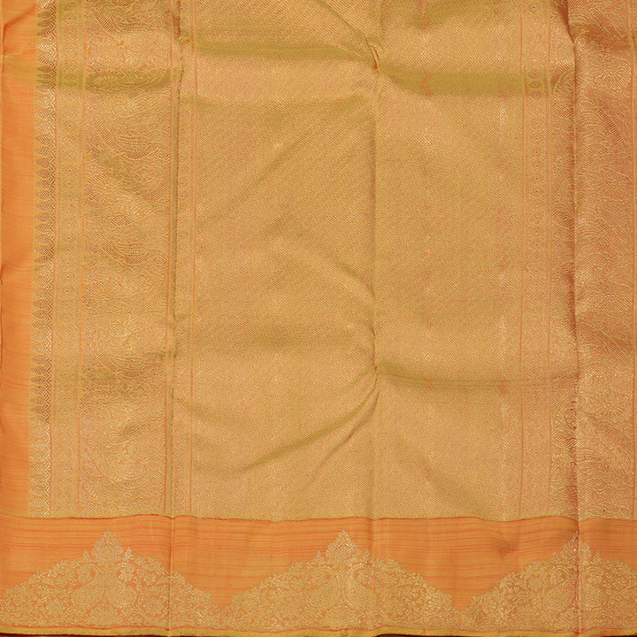 Hayagrivas Handloom Purple Kanjivaram Silk Saree with Golden Orange border BE565-SBS