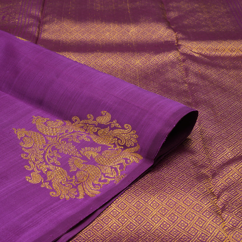 Hayagrivas Handloom Purple Kanjivaram Silk Saree BE567-SBS