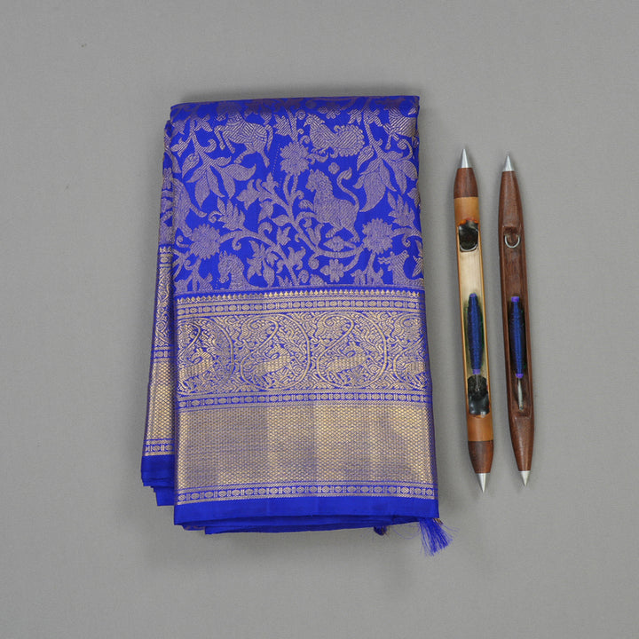 Hayagrivas Handloom MS Blue Kanjivaram Silk Saree BE569-SBS