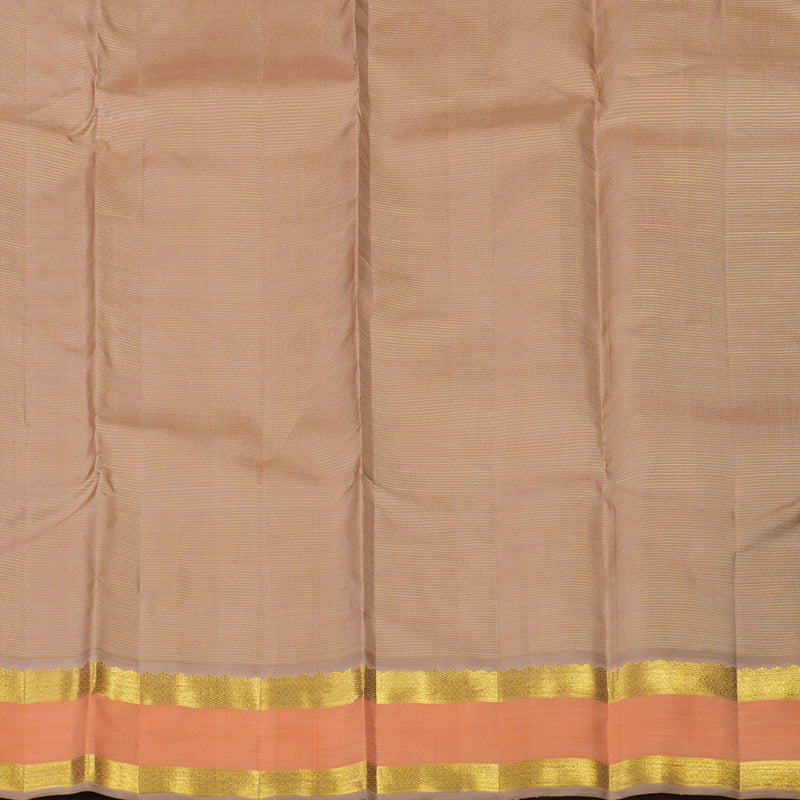 Hayagrivas Handloom Light Brown Kanjivaram Silk Saree with Peach border BE574-SBS