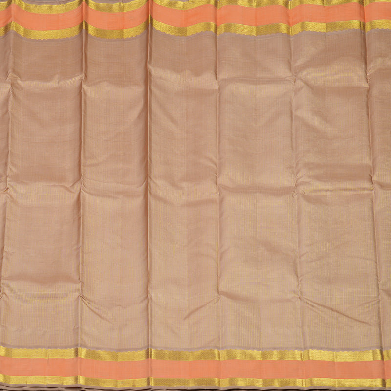 Hayagrivas Handloom Light Brown Kanjivaram Silk Saree with Peach border BE574-SBS