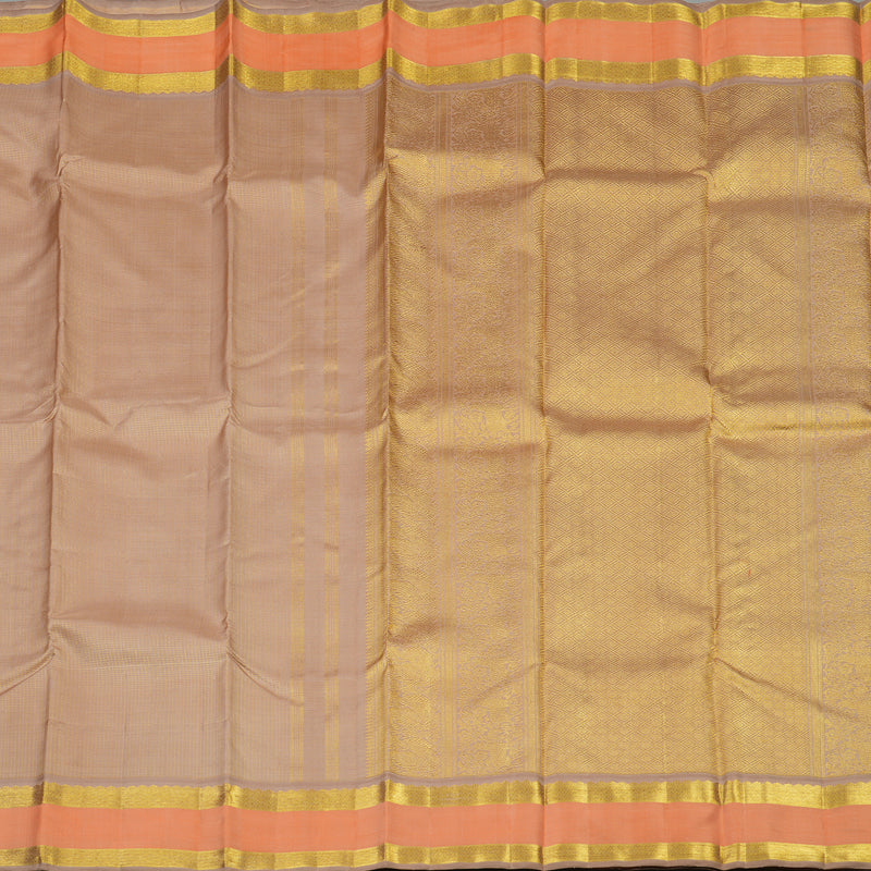 Hayagrivas Handloom Light Brown Kanjivaram Silk Saree with Peach border BE574-SBS