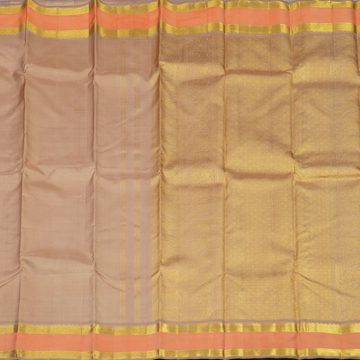 Hayagrivas Handloom Light Brown Kanjivaram Silk Saree with Peach border BE574-SBS