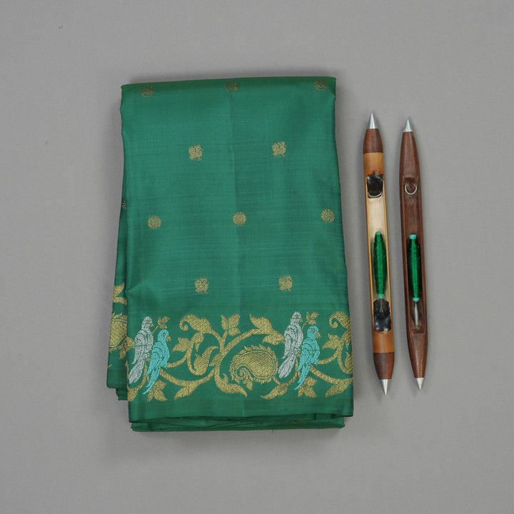 Hayagrivas Handloom Sapphire Green Kanjivaram Silk Saree BE577-SBS
