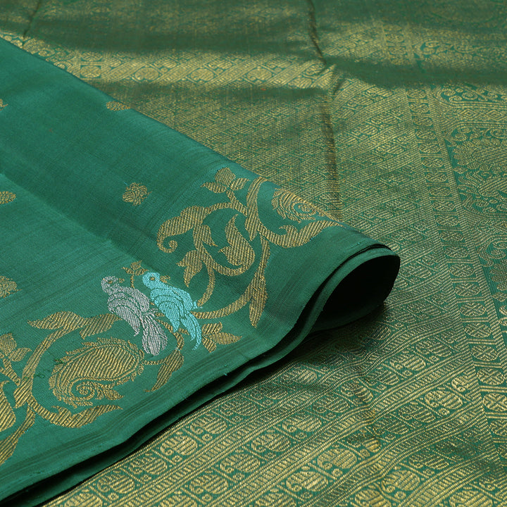 Hayagrivas Handloom Sapphire Green Kanjivaram Silk Saree BE577-SBS