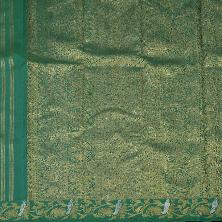 Hayagrivas Handloom Sapphire Green Kanjivaram Silk Saree BE577-SBS