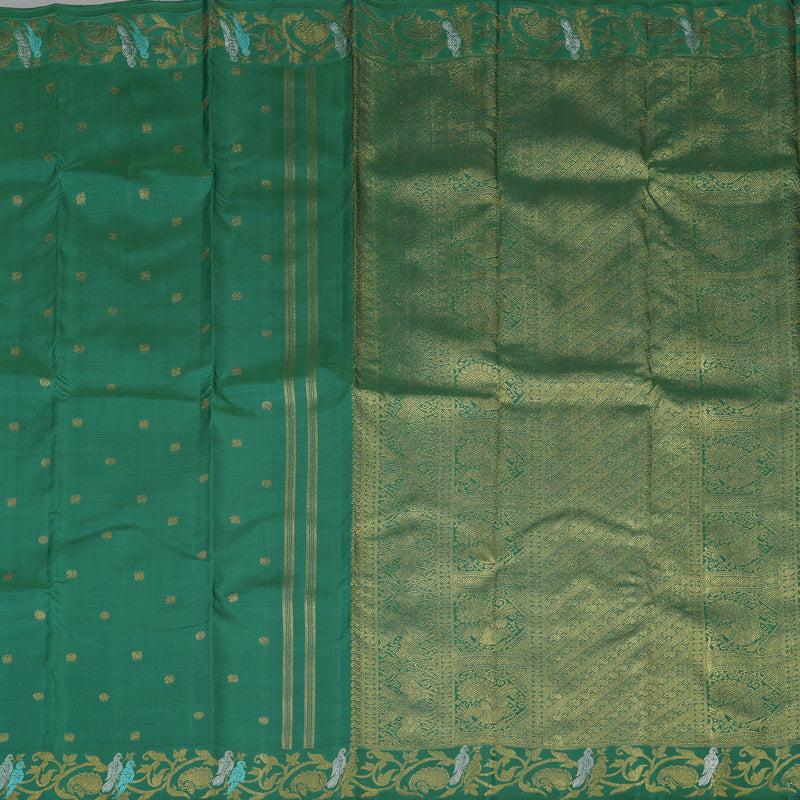 Hayagrivas Handloom Sapphire Green Kanjivaram Silk Saree BE577-SBS