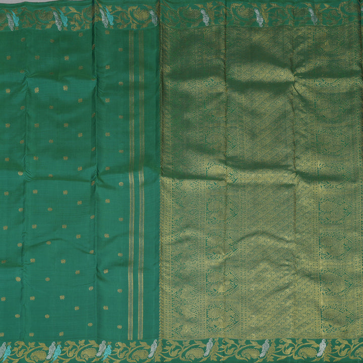 Hayagrivas Handloom Sapphire Green Kanjivaram Silk Saree BE577-SBS