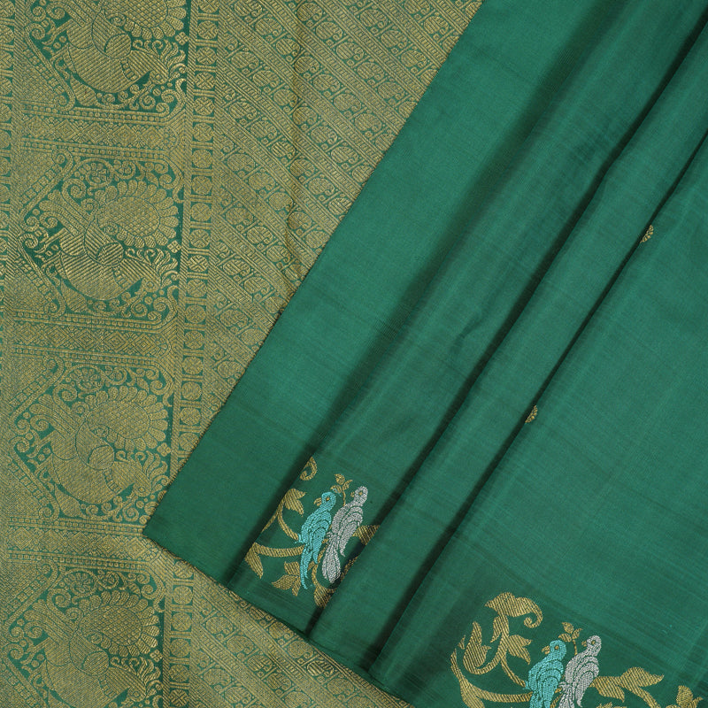 Hayagrivas Handloom Sapphire Green Kanjivaram Silk Saree BE577-SBS