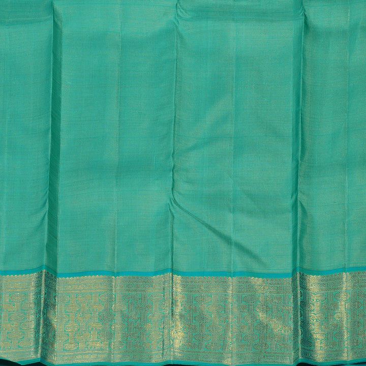 Hayagrivas Handloom Orange Kanjivaram Silk Saree with Aqua Green border BE578-SBS