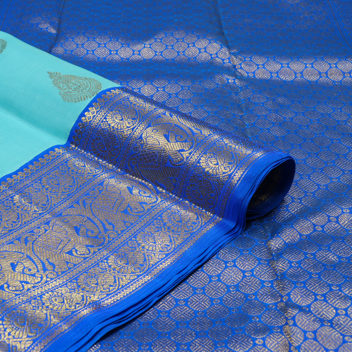 Hayagrivas Handloom Sky Blue Kanjivaram Silk Saree with MS Blue border BE583-SBS
