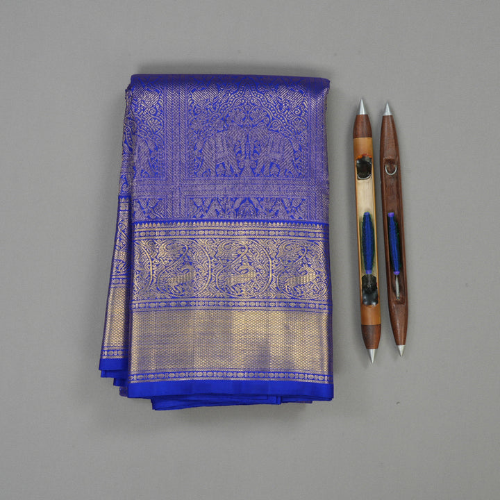 Hayagrivas Handloom MS Blue Kanjivaram Silk Saree BE586-SBS
