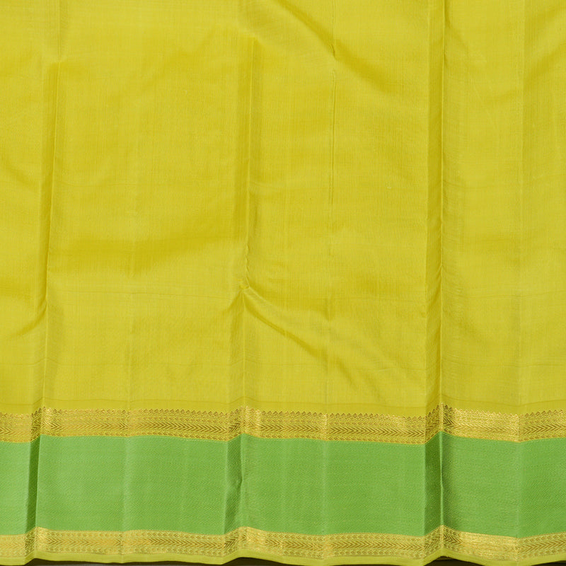 Hayagrivas Handloom Lemon Yellow Kanjivaram Silk Saree with Light Green border BE589-SBS