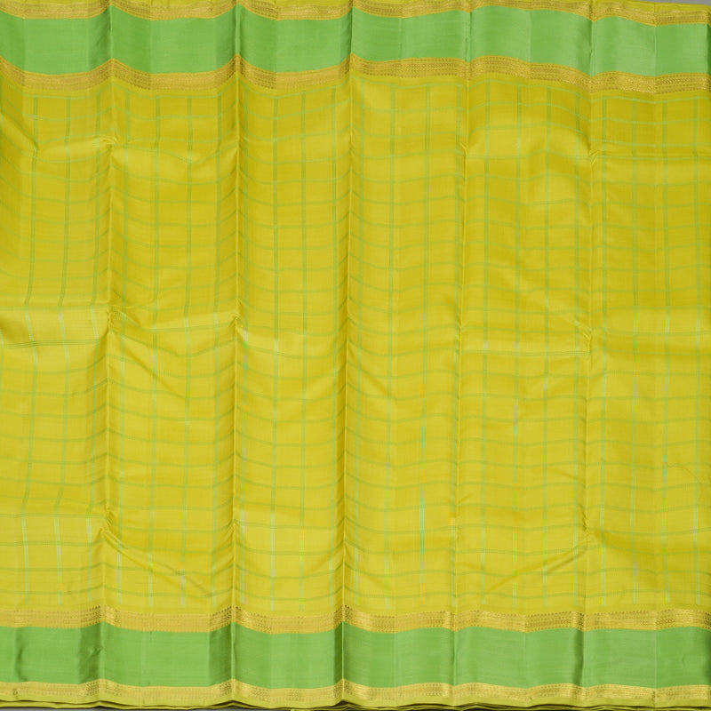 Hayagrivas Handloom Lemon Yellow Kanjivaram Silk Saree with Light Green border BE589-SBS