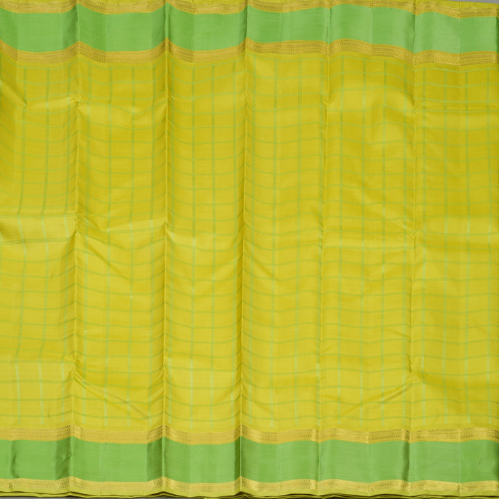 Hayagrivas Handloom Lemon Yellow Kanjivaram Silk Saree with Light Green border BE589-SBS