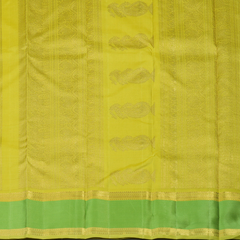 Hayagrivas Handloom Lemon Yellow Kanjivaram Silk Saree with Light Green border BE589-SBS