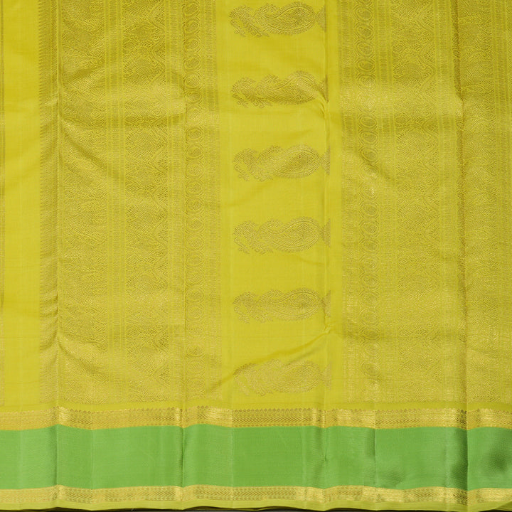Hayagrivas Handloom Lemon Yellow Kanjivaram Silk Saree with Light Green border BE589-SBS