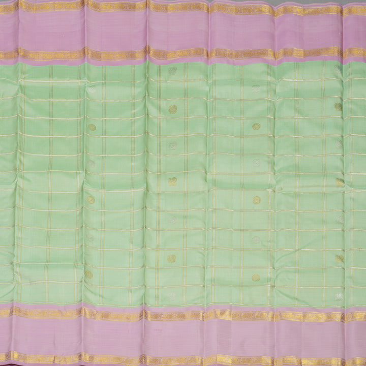 Hayagrivas Handloom Pista Green Kanjivaram Silk Saree with Lotus Pink border BE593-SBS