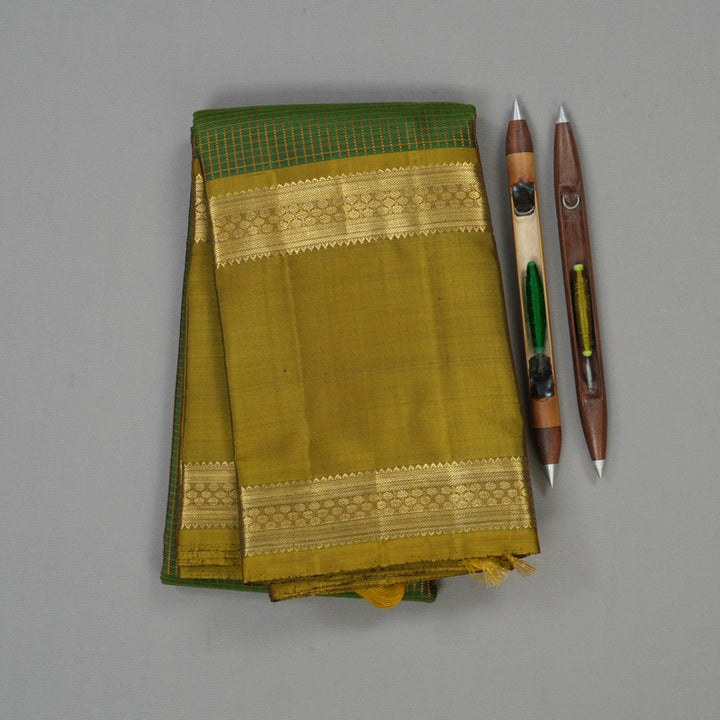 Hayagrivas Handloom Dark Green Kanjivaram Silk Saree with Olive Green border BE625-SBS