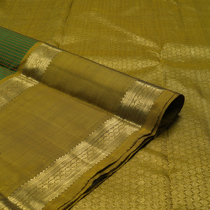 Hayagrivas Handloom Dark Green Kanjivaram Silk Saree with Olive Green border BE625-SBS