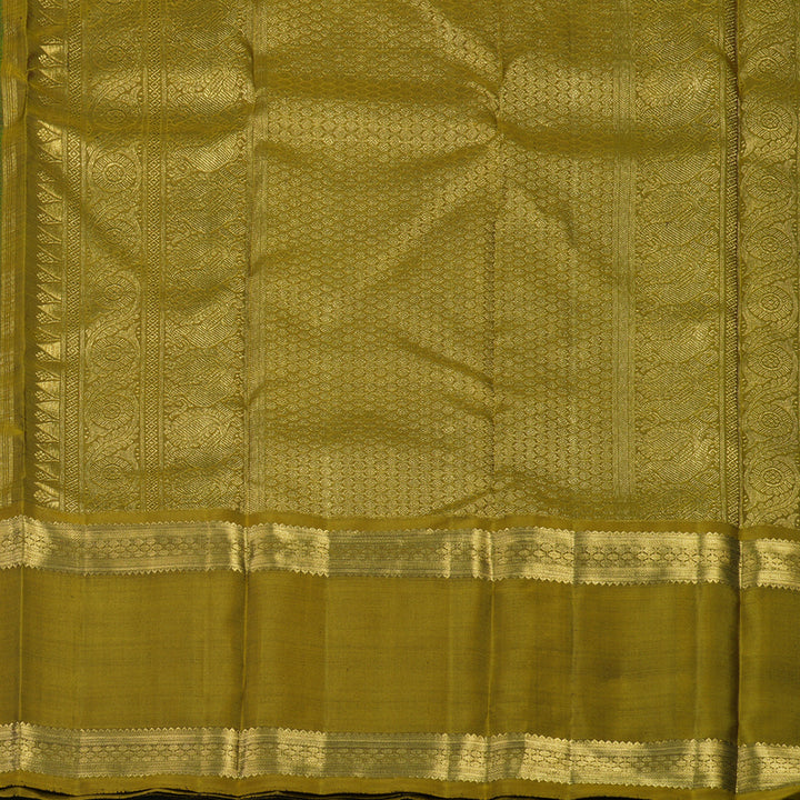 Hayagrivas Handloom Dark Green Kanjivaram Silk Saree with Olive Green border BE625-SBS