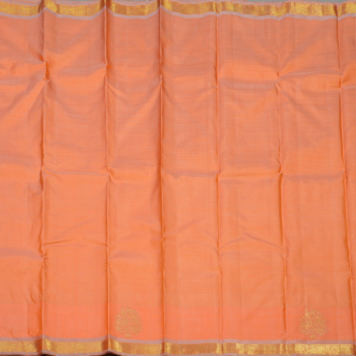Hayagrivas Handloom Peach Orange Kanjivaram Silk Saree with Dusky Pink border BE626-SBS