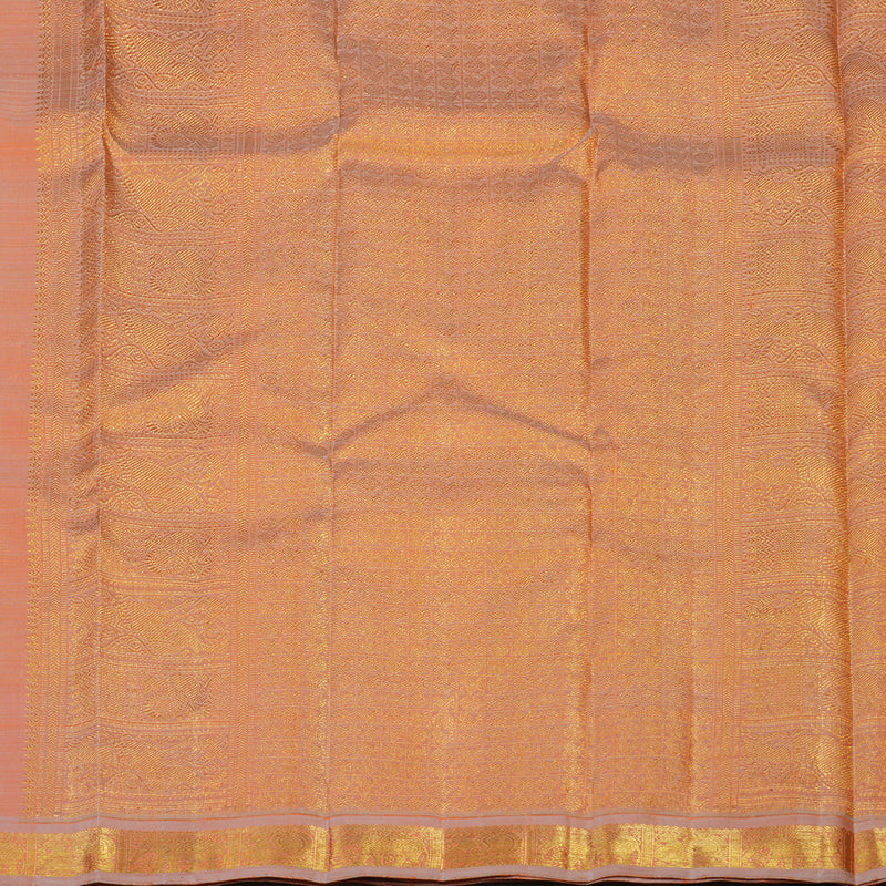 Hayagrivas Handloom Peach Orange Kanjivaram Silk Saree with Dusky Pink border BE626-SBS