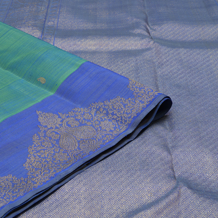 Hayagrivas Handloom Dual Tone (Green & Blue) Kanjivaram Silk Saree BE628-SBS