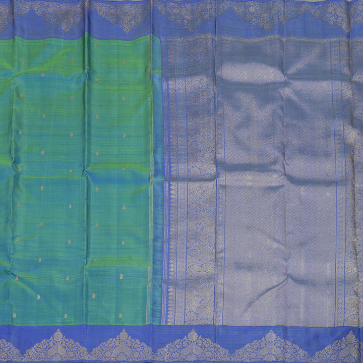 Hayagrivas Handloom Dual Tone (Green & Blue) Kanjivaram Silk Saree BE628-SBS
