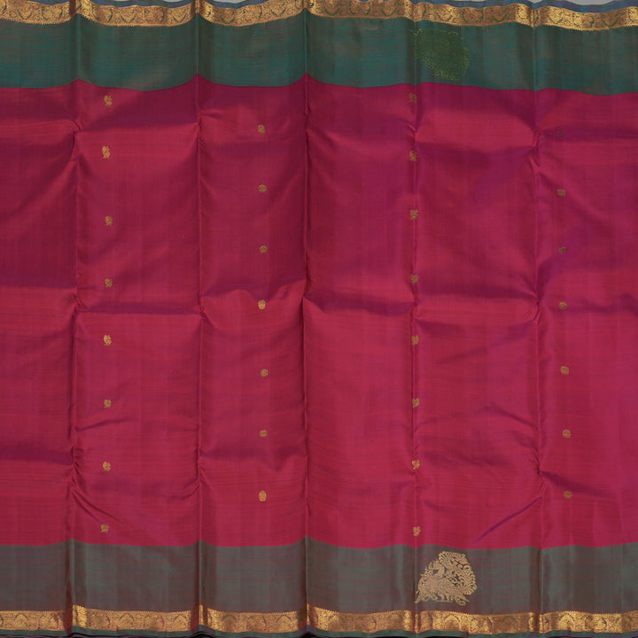 Hayagrivas Handloom Reddish Pink Kanjivaram Silk Saree with Maroonish Brown BE631-SBS