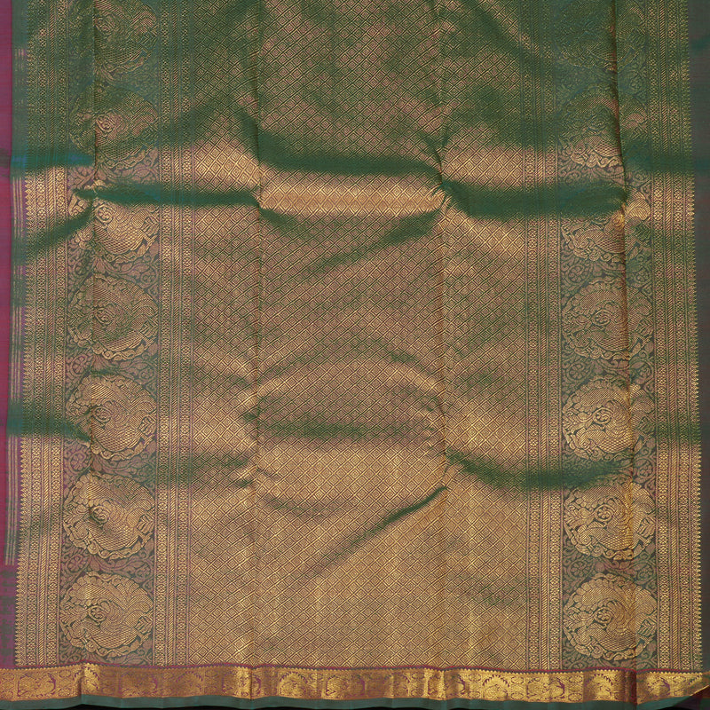 Hayagrivas Handloom Reddish Pink Kanjivaram Silk Saree with Maroonish Brown BE631-SBS