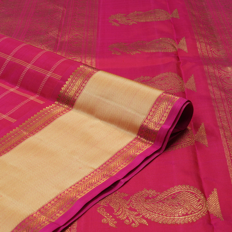 Hayagrivas Handloom Rani Pink Kanjivaram Silk Saree BE633-SBS