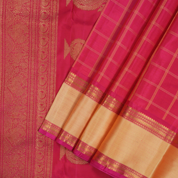 Hayagrivas Handloom Rani Pink Kanjivaram Silk Saree BE633-SBS