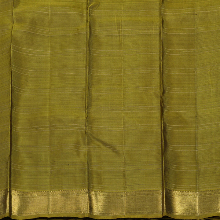 Hayagrivas Handloom Peach Orange Kanjivaram Silk Saree with Olive Green border BE634-SBS