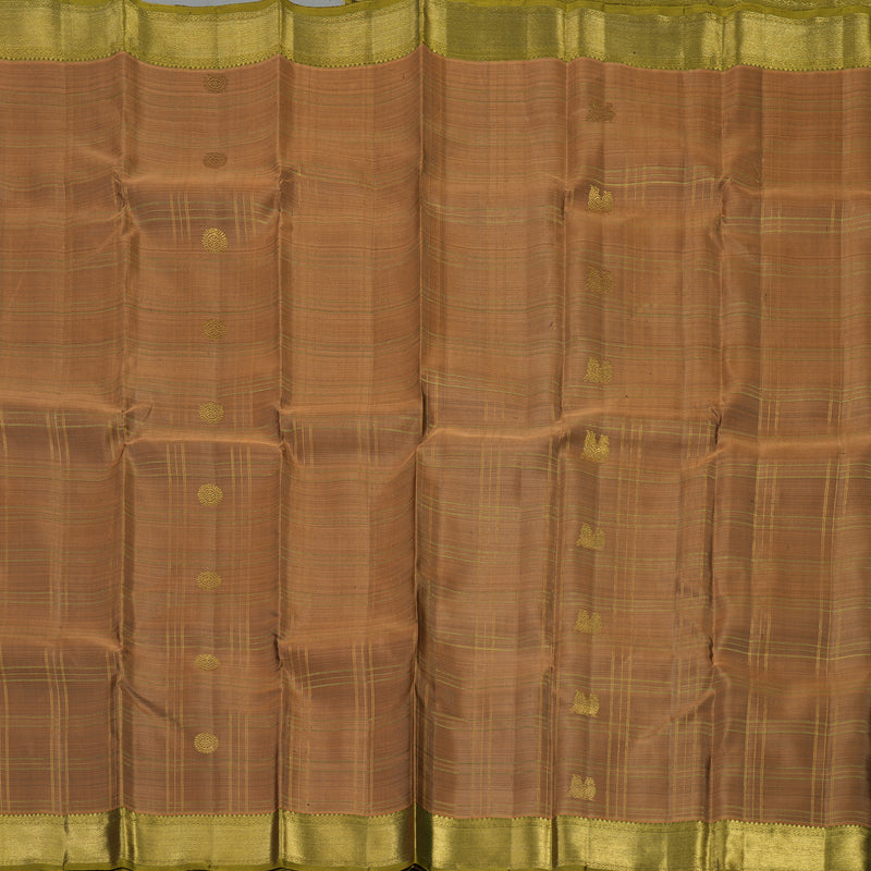 Hayagrivas Handloom Peach Orange Kanjivaram Silk Saree with Olive Green border BE634-SBS