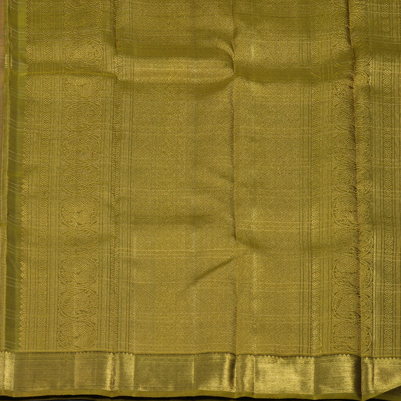 Hayagrivas Handloom Peach Orange Kanjivaram Silk Saree with Olive Green border BE634-SBS