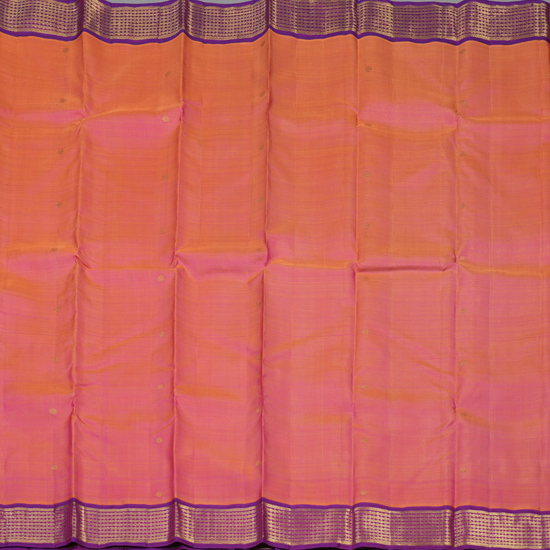 Hayagrivas Handloom Pinkish-Orange Kanjivaram Silk Saree with Purple border BE635-SBS