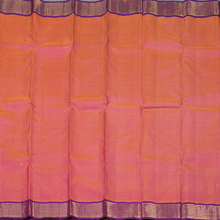Hayagrivas Handloom Pinkish-Orange Kanjivaram Silk Saree with Purple border BE635-SBS