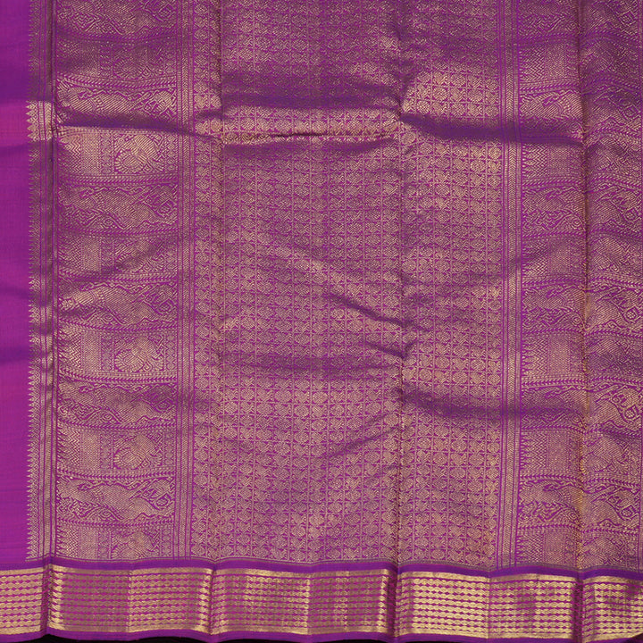 Hayagrivas Handloom Pinkish-Orange Kanjivaram Silk Saree with Purple border BE635-SBS