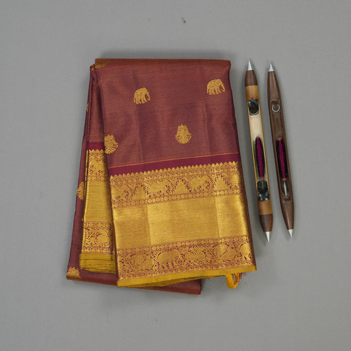 Hayagrivas Handloom Maroon Kanjivaram Silk Saree BE639-SBS