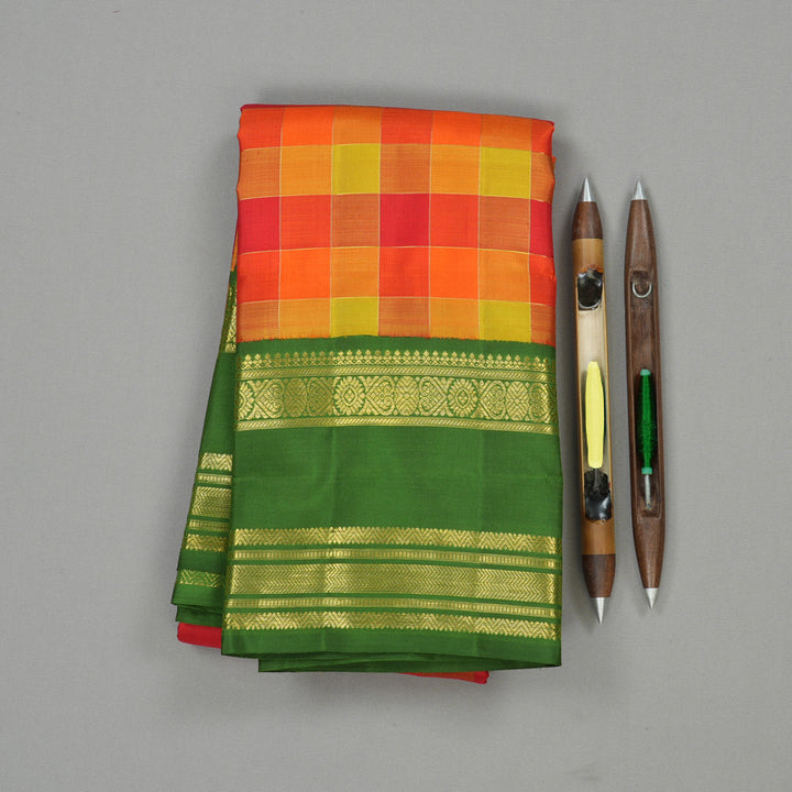 Hayagrivas Handloom Kanjivaram Multicolor Silk Saree  BE64-SBS