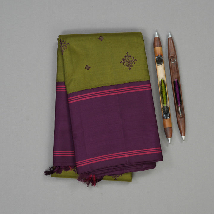 Hayagrivas Handloom Mehandi Green Kanjivaram Silk Saree with Purple border BE641-SBS