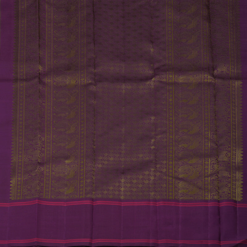 Hayagrivas Handloom Mehandi Green Kanjivaram Silk Saree with Purple border BE641-SBS