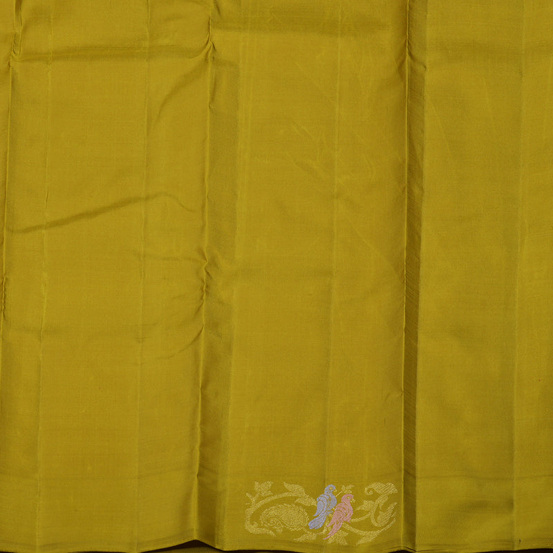 Hayagrivas Handloom Dark Orange Kanjivaram Silk Saree with Light Olive Green BE652-SBS