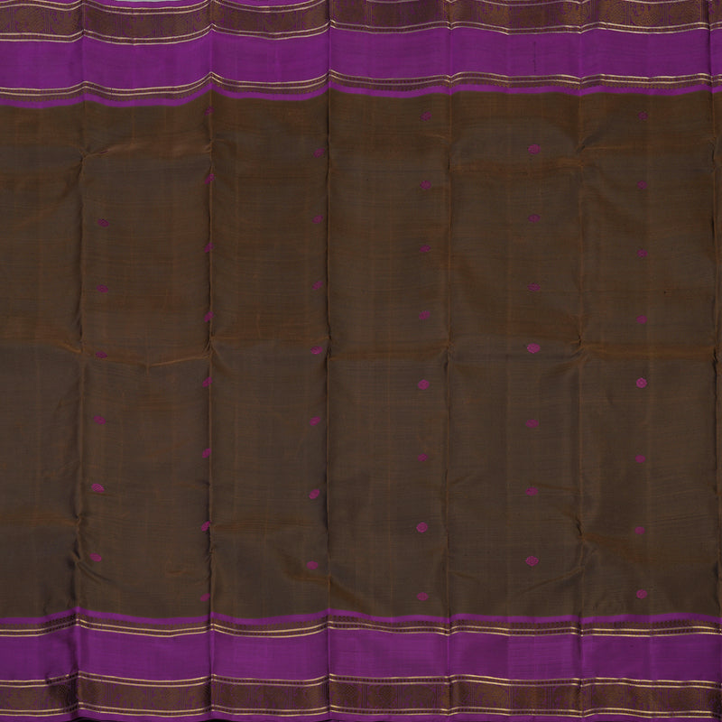 Hayagrivas Handloom Dark Chocolate Brown Kanjivaram Silk Saree with Purple border BE654-SBS