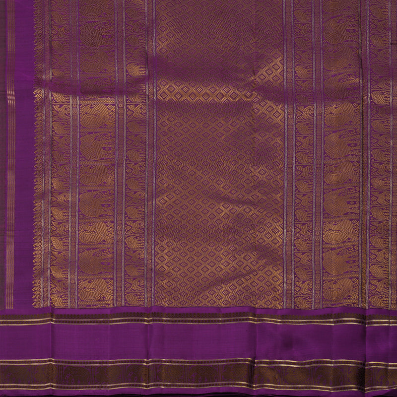 Hayagrivas Handloom Dark Chocolate Brown Kanjivaram Silk Saree with Purple border BE654-SBS