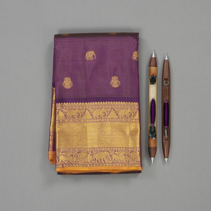 Hayagrivas Handloom Deep Violet Kanjivaram Silk Saree BE657-SBS