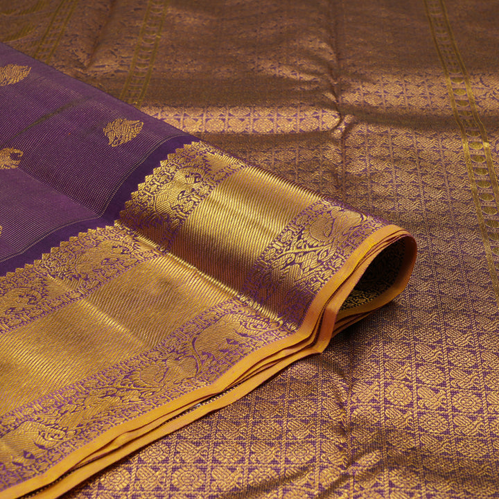 Hayagrivas Handloom Deep Violet Kanjivaram Silk Saree BE657-SBS