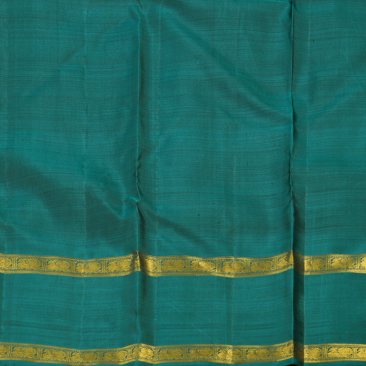 Hayagrivas Handloom Metallic Grey Kanjivaram Silk Saree with Rama Green Border BE660-SBS